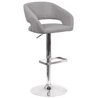 Merrick Lane Modern Bar Stool Rounded Mid-Back Stool With Height Adjustable Swivel Seat