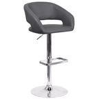 Merrick Lane Modern Bar Stool Rounded Mid-Back Stool With Height Adjustable Swivel Seat