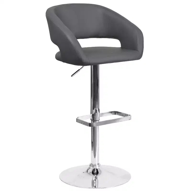 Merrick Lane Modern Bar Stool Rounded Mid-Back Stool With Height Adjustable Swivel Seat