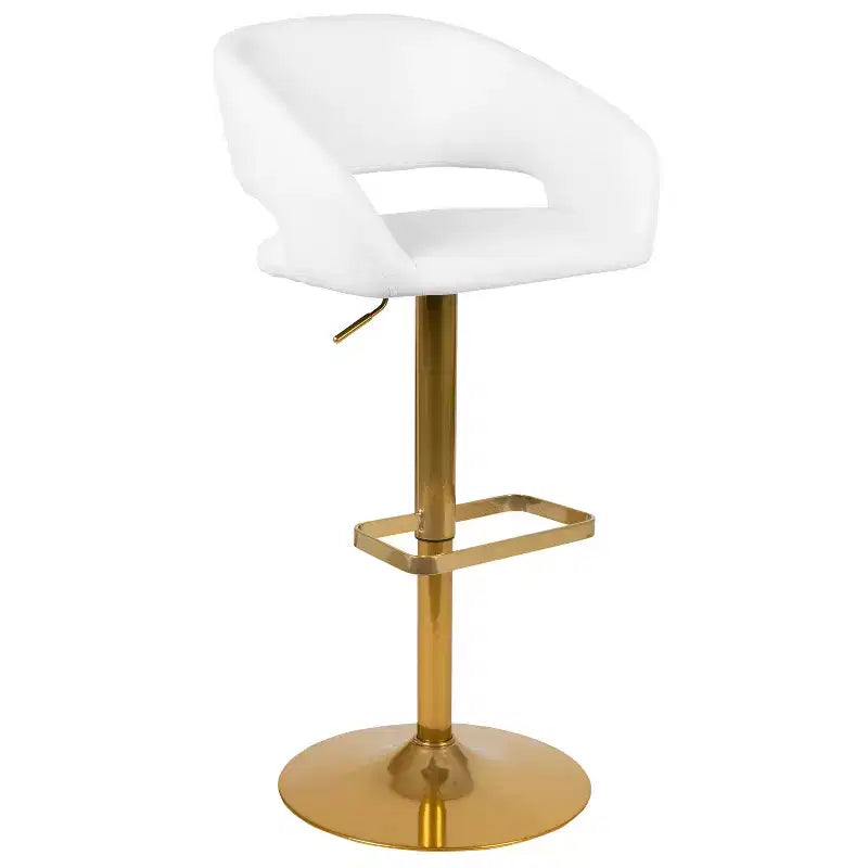 Merrick Lane Modern Bar Stool Rounded Mid-Back Stool With Height Adjustable Swivel Seat