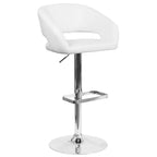 Merrick Lane Modern Bar Stool Rounded Mid-Back Stool With Height Adjustable Swivel Seat
