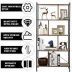 Costway 4-Tier Bookcase Industrial Bookshelf Floor Standing Storage Rack