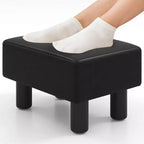 Costway PU Leather Ottoman Rectangular Footrest Small Stool w/ Padded Seat White/Black/Red