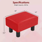 Costway PU Leather Ottoman Rectangular Footrest Small Stool w/ Padded Seat White/Black/Red
