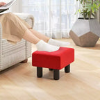 Costway PU Leather Ottoman Rectangular Footrest Small Stool w/ Padded Seat White/Black/Red