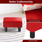 Costway PU Leather Ottoman Rectangular Footrest Small Stool w/ Padded Seat White/Black/Red