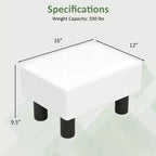 Costway PU Leather Ottoman Rectangular Footrest Small Stool w/ Padded Seat White/Black/Red