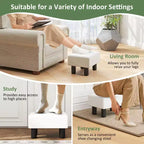 Costway PU Leather Ottoman Rectangular Footrest Small Stool w/ Padded Seat White/Black/Red