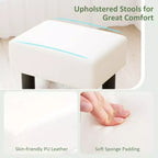 Costway PU Leather Ottoman Rectangular Footrest Small Stool w/ Padded Seat White/Black/Red