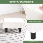 Costway PU Leather Ottoman Rectangular Footrest Small Stool w/ Padded Seat White/Black/Red