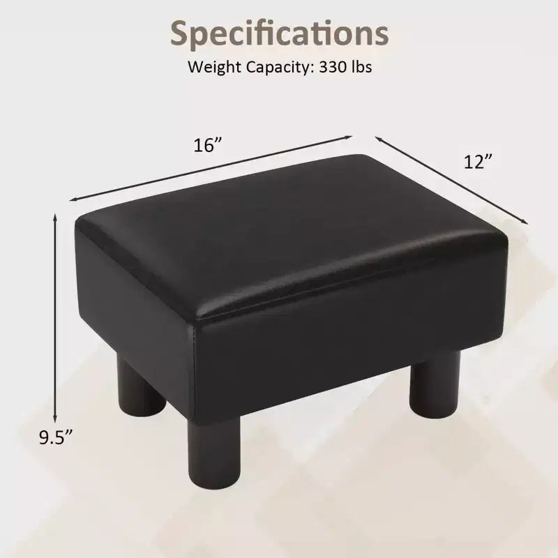 Costway PU Leather Ottoman Rectangular Footrest Small Stool w/ Padded Seat White/Black/Red