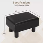 Costway PU Leather Ottoman Rectangular Footrest Small Stool w/ Padded Seat White/Black/Red