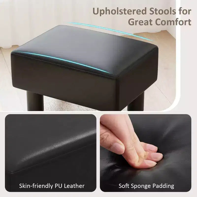 Costway PU Leather Ottoman Rectangular Footrest Small Stool w/ Padded Seat White/Black/Red
