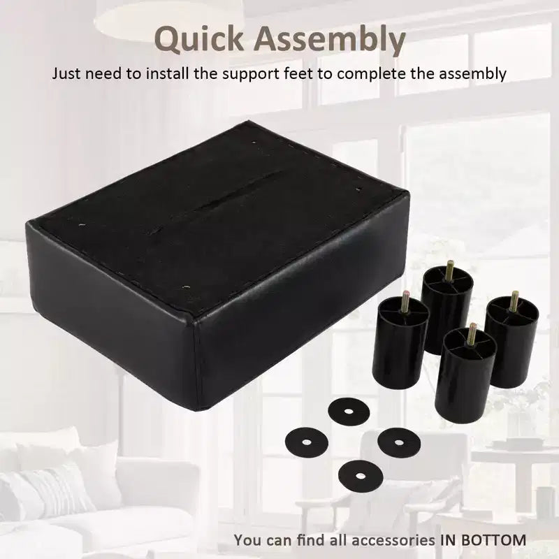Costway PU Leather Ottoman Rectangular Footrest Small Stool w/ Padded Seat White/Black/Red