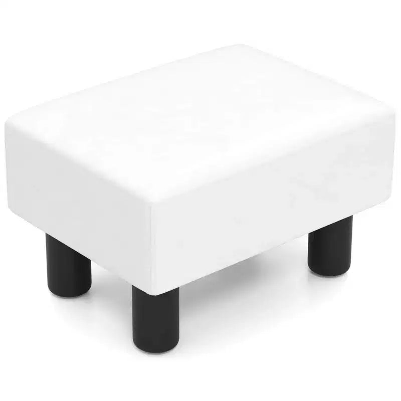 Costway PU Leather Ottoman Rectangular Footrest Small Stool w/ Padded Seat White/Black/Red