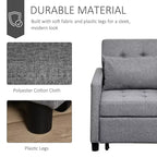 HOMCOM Convertible Sofa Lounger Chair Bed Multi-Functional Sleeper Recliner with Tufted Upholstered Fabric, Adjustable Angle Backrest, Pillow, Gray