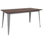 Merrick Lane Rectangular Steel Frame Square Table With Wood Top
