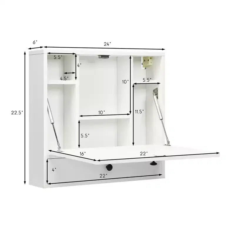 Costway Wall-Mount Floating Desk Foldable Space Saving Laptop Workstation