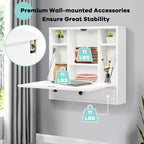 Costway Wall-Mount Floating Desk Foldable Space Saving Laptop Workstation