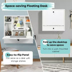Costway Wall-Mount Floating Desk Foldable Space Saving Laptop Workstation