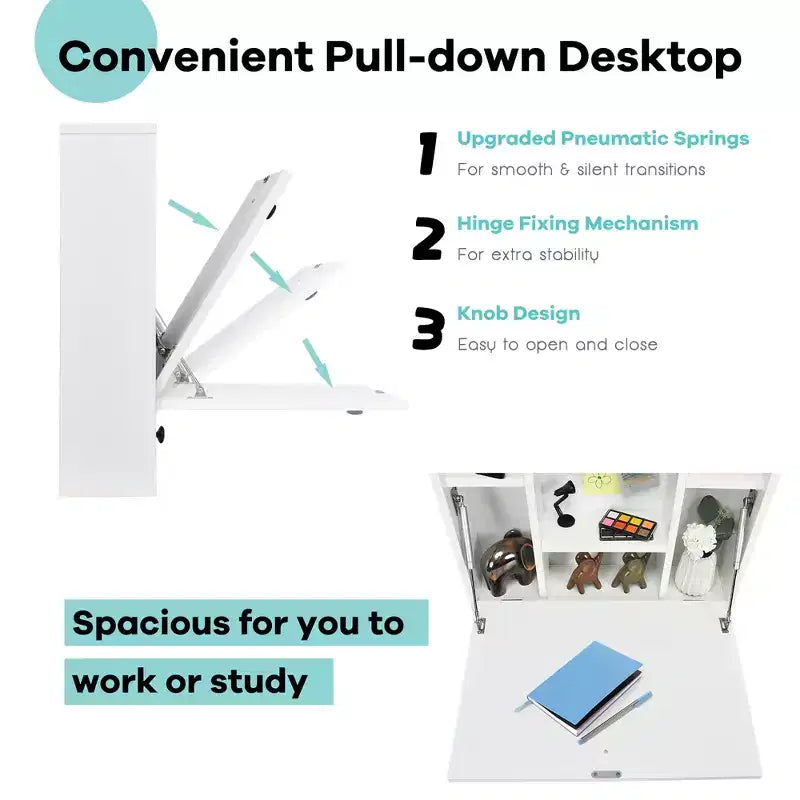 Costway Wall-Mount Floating Desk Foldable Space Saving Laptop Workstation