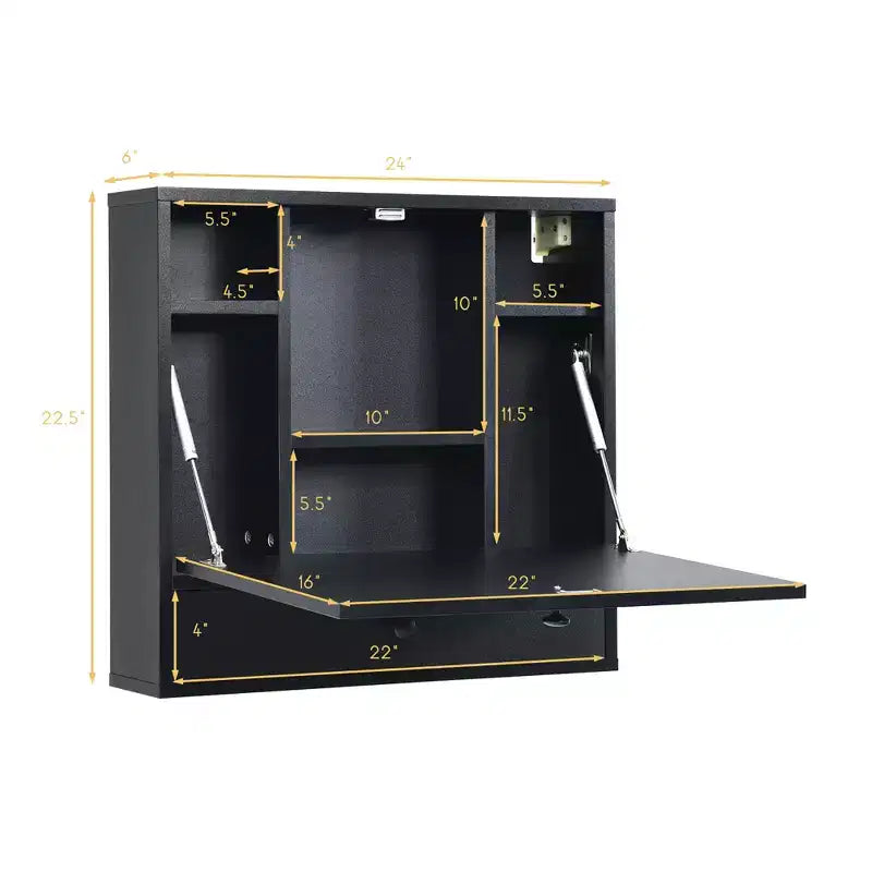 Costway Wall-Mount Floating Desk Foldable Space Saving Laptop Workstation