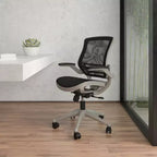 Flash Furniture Mid-Back Transparent Mesh Executive Swivel Office Chair with Flip-Up Arms