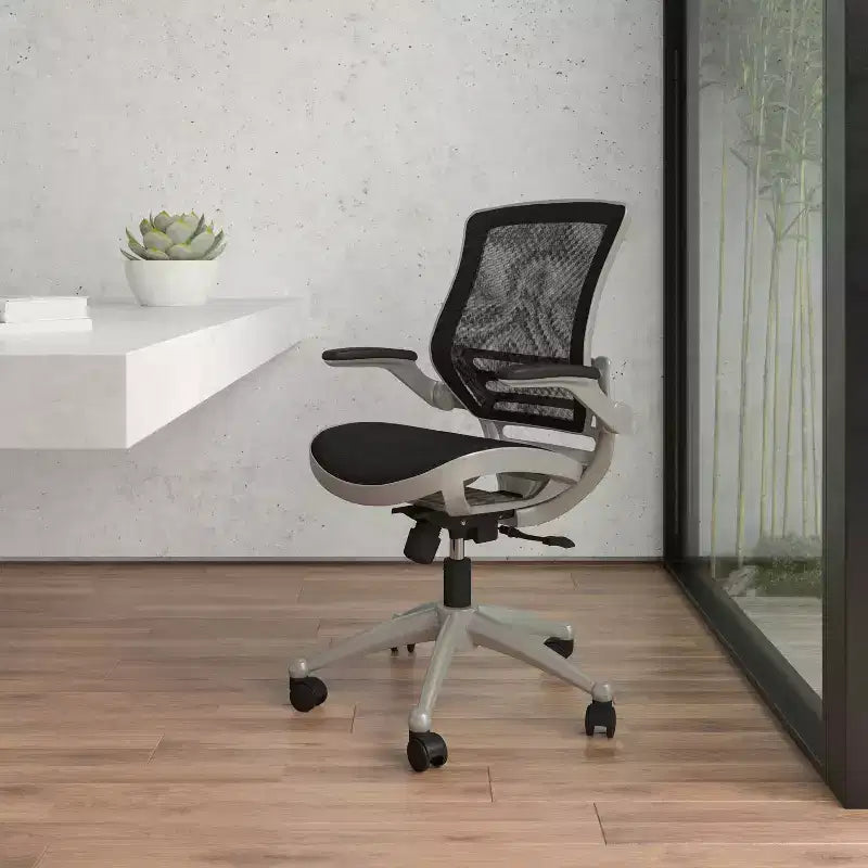 Flash Furniture Mid-Back Transparent Mesh Executive Swivel Office Chair with Flip-Up Arms