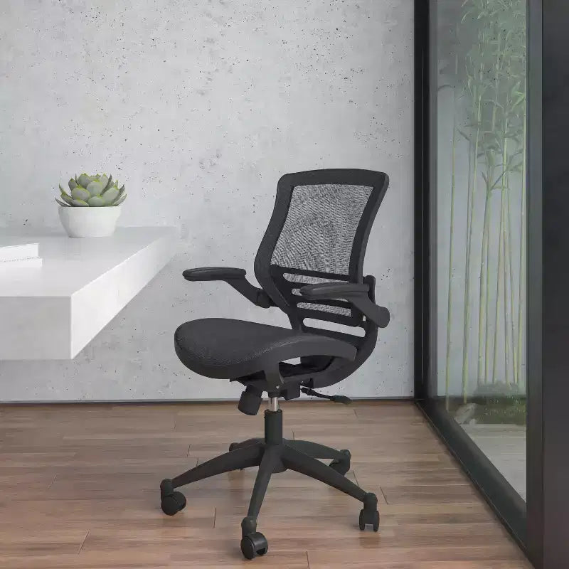 Flash Furniture Mid-Back Transparent Mesh Executive Swivel Office Chair with Flip-Up Arms