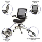 Flash Furniture Mid-Back Transparent Mesh Executive Swivel Office Chair with Flip-Up Arms