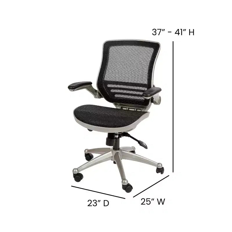 Flash Furniture Mid-Back Transparent Mesh Executive Swivel Office Chair with Flip-Up Arms