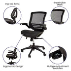 Flash Furniture Mid-Back Transparent Mesh Executive Swivel Office Chair with Flip-Up Arms