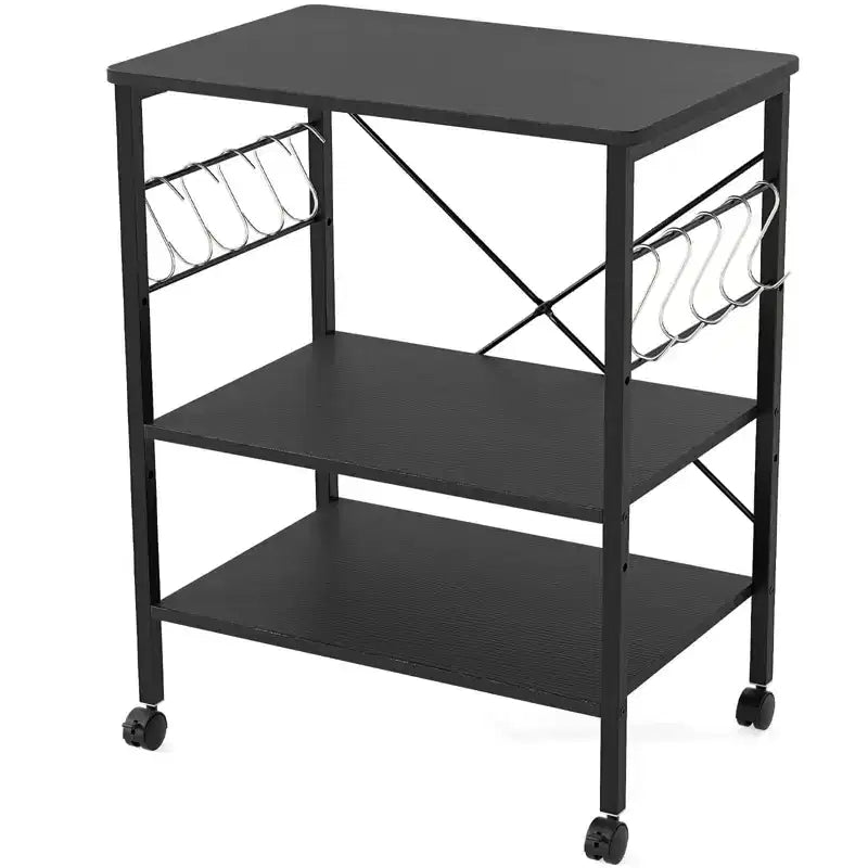 Costway 3-Tier Kitchen Baker's Rack Microwave Oven Storage Cart w/ Hook
