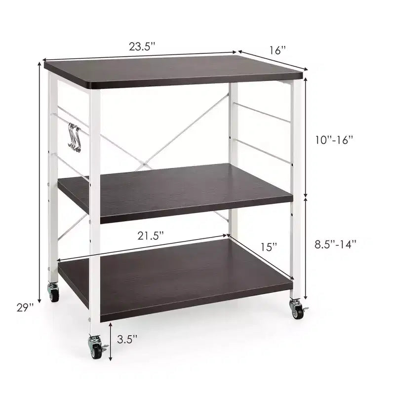 Costway 3-Tier Kitchen Baker's Rack Microwave Oven Storage Cart w/ Hook