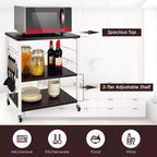 Costway 3-Tier Kitchen Baker's Rack Microwave Oven Storage Cart w/ Hook