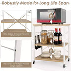 Costway 3-Tier Kitchen Baker's Rack Microwave Oven Storage Cart w/ Hook