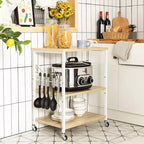 Costway 3-Tier Kitchen Baker's Rack Microwave Oven Storage Cart w/ Hook