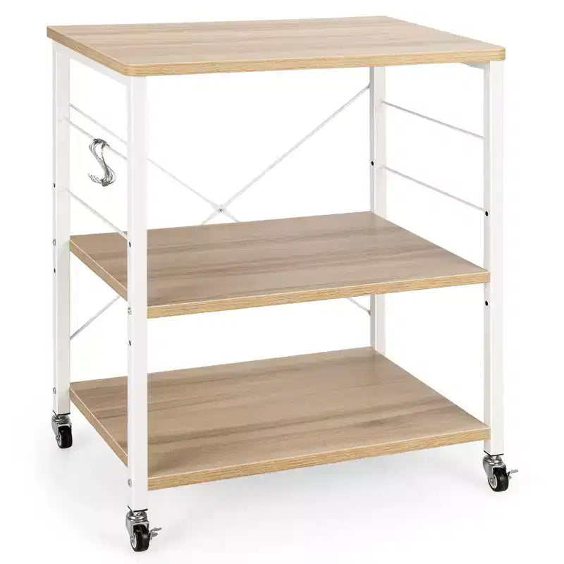 Costway 3-Tier Kitchen Baker's Rack Microwave Oven Storage Cart w/ Hook