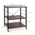 Costway 3-Tier Kitchen Baker's Rack Microwave Oven Storage Cart w/ Hook