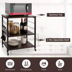 Costway 3-Tier Kitchen Baker's Rack Microwave Oven Storage Cart w/ Hook