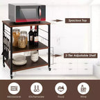Costway 3-Tier Kitchen Baker's Rack Microwave Oven Storage Cart w/ Hook