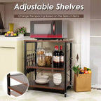 Costway 3-Tier Kitchen Baker's Rack Microwave Oven Storage Cart w/ Hook