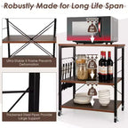 Costway 3-Tier Kitchen Baker's Rack Microwave Oven Storage Cart w/ Hook
