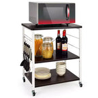 Costway 3-Tier Kitchen Baker's Rack Microwave Oven Storage Cart w/ Hook