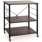 Costway 3-Tier Kitchen Baker's Rack Microwave Oven Storage Cart w/ Hook