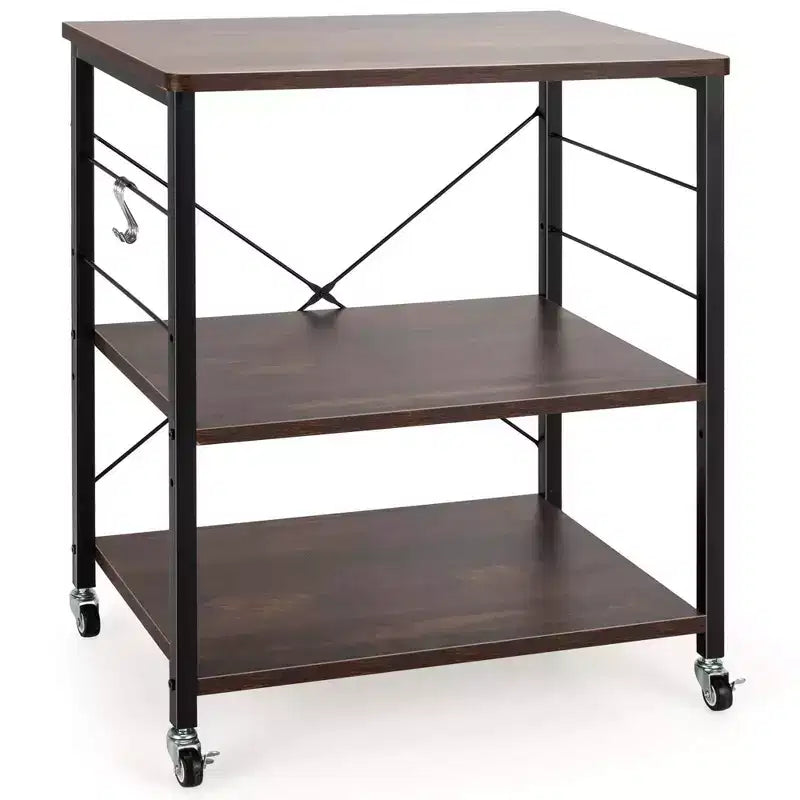Costway 3-Tier Kitchen Baker's Rack Microwave Oven Storage Cart w/ Hook
