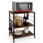 Costway 3-Tier Kitchen Baker's Rack Microwave Oven Storage Cart w/ Hook