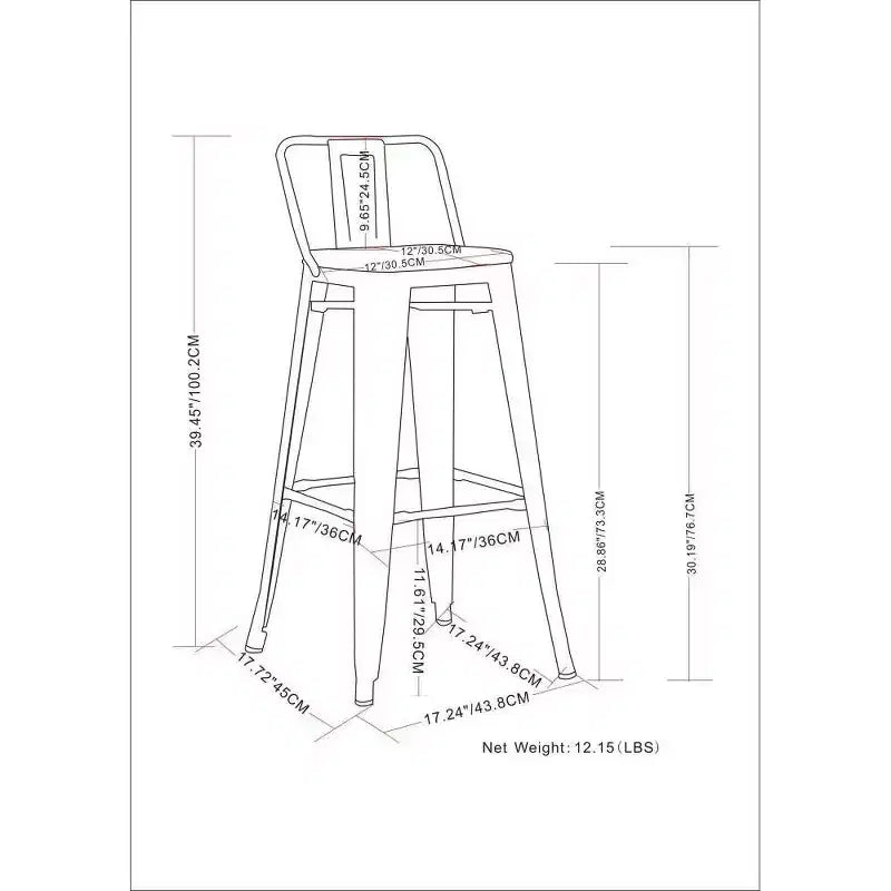 Set of 4 Josephine Metal Counter Height Barstools - WyndenHall
