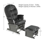 Costway Wood Glider & Ottoman Cushion Set Baby Nursery Rocking Chair