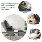 Costway Wood Glider & Ottoman Cushion Set Baby Nursery Rocking Chair
